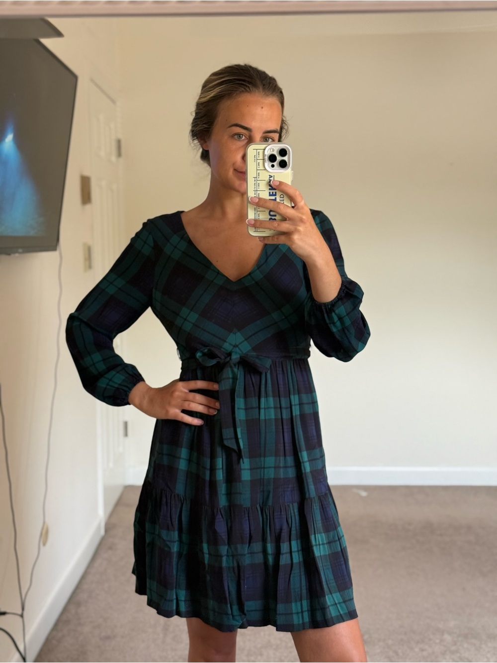 Jcrew plaid green dress size 6 - Picture 3 of 8